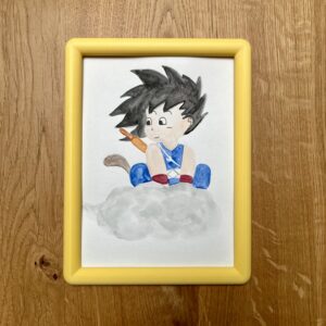 Goku bambino – Acquerello con cornice personalizzabile