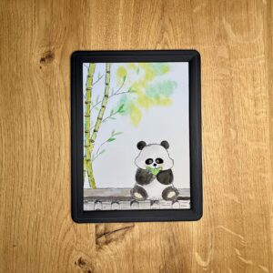 Panda sul tetto – Acquerello con cornice personalizzabile